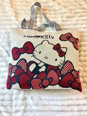 Hello Kitty Cream Canvas Tote with Red Bows